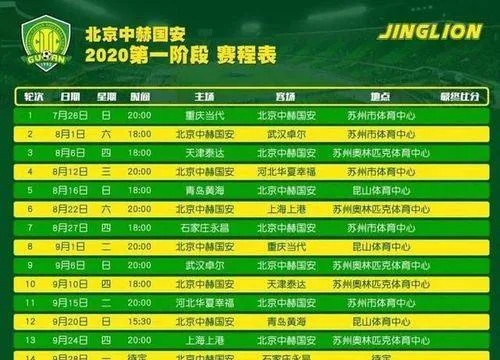 北京国安中超联赛2019赛程表 北京国安2021中超赛程