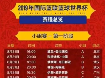 2019年篮球世界杯赛程安排及比赛时间表（全球篮球迷必看）