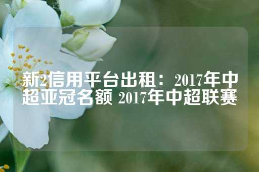 新2信用平台出租：2017年中超亚冠名额 2017年中超联赛